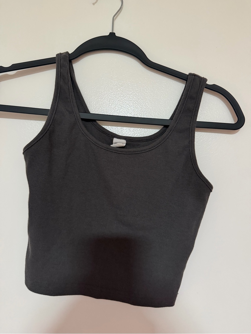 Women's Ribbed Crop Tank Top - Charcoal